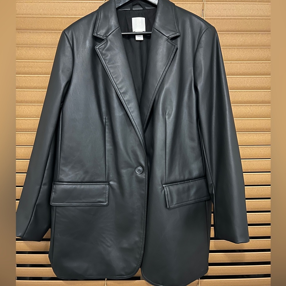 H&M Faux Leather Oversized Blazer